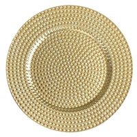 Assiette de Présentation Ronde Élégante en Plastique Électroplaqué Doré/Argenté, Réutilisable et Durable, 13 Pouces, pour Mariages et Fêtes