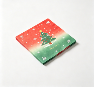 Serviettes jetables imprimées avec un motif d'arbre <span class=keywords><strong>de</strong></span> Noël dégradé rouge et vert à 3 plis, décoration <span class=keywords><strong>de</strong></span> <span class=keywords><strong>table</strong></span> pour fête <span class=keywords><strong>de</strong></span> Noël - Product Image 2