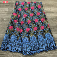3806 Nouvelle dentelle suisse en voile de coton africain avec broderie florale en pierres pour vêtements féminins