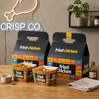 Boîtes d'emballage alimentaire à emporter personnalisées avec logo, recyclables, avec poignée, pour hamburgers, frites, poulet frit, hot-dogs, en papier