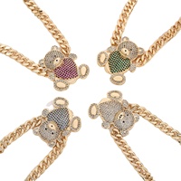 2024 nouveau prix de gros mode exquis amour diamant ours collier mignon chaîne créative dames accessoires de mode