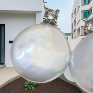 ต่างหูเงินแท้ S925 จาก UM Jewelry ประดับมุกน้ำจืดทรงบาร็อคสีขาว พร้อมพลอยเดือนมิถุนายน เหมาะสำหรับงานหมั้น งานแต่งงาน หรืองานเลี้ยง - Product Image 5