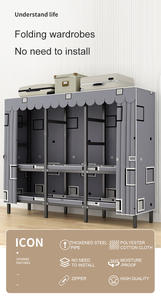 Ropa plegable de alta calidad, armario, muebles, dormitorio, Metal plegable de armario de almacenamiento, venta directa de fábrica - Product Image 6