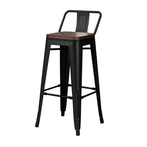 <span class=keywords><strong>Tabouret</strong></span> <span class=keywords><strong>de</strong></span> <span class=keywords><strong>bar</strong></span> <span class=keywords><strong>industriel</strong></span> en métal avec dossier et assise en bois, empilable, antirouille, pour la maison, la cuisine, le pub, le restaurant, le comptoir - Product Image 2