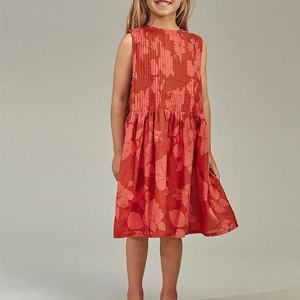 Nuevo Vestido Casual Hawaiano con Estampado Floral, Vestido sin Mangas con Cuello Redondo Plisado, Vestido de Niña de Alta Calidad 100% Rayón Voile - Product Image 1