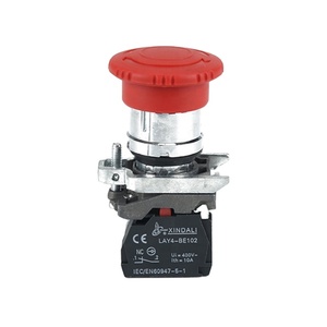 Botón Pulsador de Elevador con Cabeza de Hongo Roja LAY4-BS542, Interruptor de Parada de Emergencia 12V/220V, Corriente 10A - Product Image 1