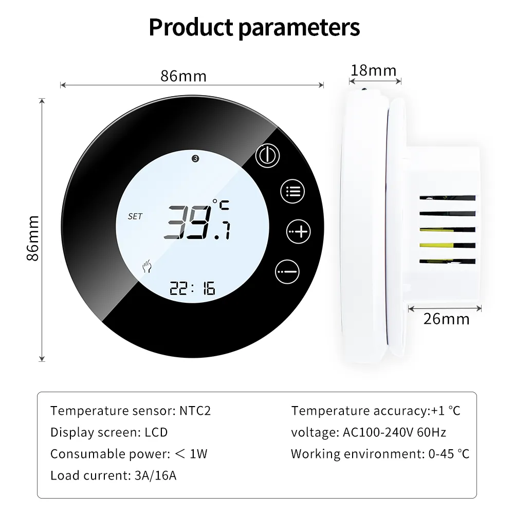 Termostat cerdas LCD WIFI, pengendali temperatur Digital untuk pemanasan rumah, termostat lantai cerdas fungsional WIFI