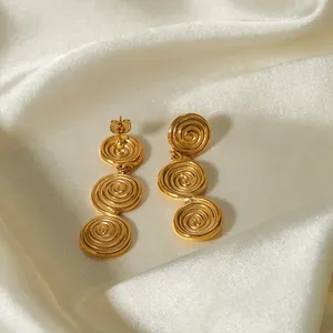 Boucles d'oreilles pendantes EManco en acier inoxydable plaqué or 18 carats, design spirale, pour le bureau, la <span class=keywords><strong>carrière</strong></span>, les femmes, le quotidien, les fêtes - Product Image 4