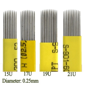 Bingyuanes — aiguilles de <span class=keywords><strong>tatouage</strong></span> en acier inoxydable à Double rangée inclinée, outil à <span class=keywords><strong>main</strong></span> pour le perçage des sourcils et du Micorblading, avec boîtier jaune - Product Image 5