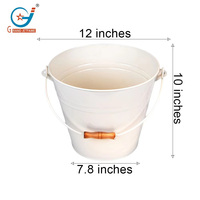 Bac à boissons en métal galvanisé blanc de 3,4 gallons, seau à glace pour vin, bière, fête de famille, refroidisseur