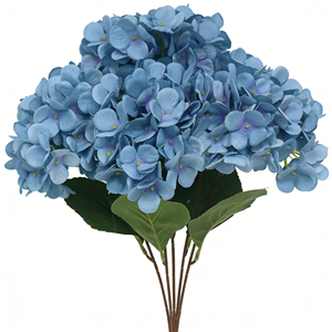 卸売 5頭アジサイ造花 96枚の花びら リアルなフェイクブーケ 色褪せないフラワーデコレーション 結婚式パーティー用 - Product Image 4