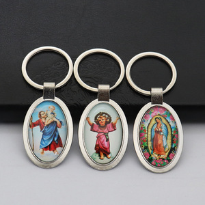 Catholic Keychain Mini Metal Keychains New Cartoon Photo Frame Pendant and Car Keychain Accessory