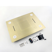 Ensemble de douche pluie encastré en or brossé, thermostatique à commande par bouton, avec douchette anti-brûlure, pour salle de bain moderne et appartement