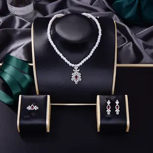 Factory Direct Sales Dubai Pearl Four Piece Jewelry 925 Silver Zirconia Jewelry Sets For Women