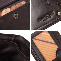 Portefeuille classique pour voyage, pliable, doublure en polyester, porte-billets, blocage RFID, court, en cuir véritable, simple, de luxe