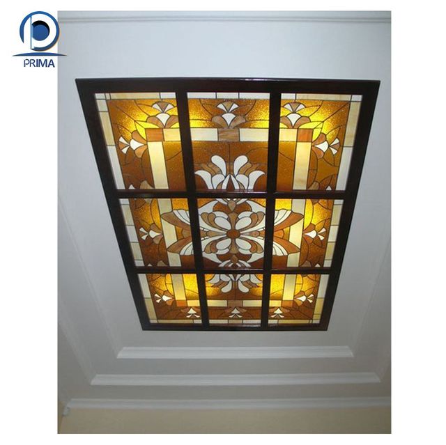 Factory Direct Sale Customize Size Ceiling Skylight Artistic Decorative Prefab Stained Glass Dome Skylight