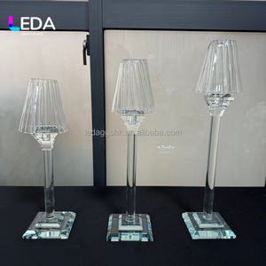 Portavelas de Cristal Transparente LEDA, Portavelas con Forma de Lámpara, Centro de Mesa para Bodas, Decoración para Fiestas y Eventos - Product Image 2