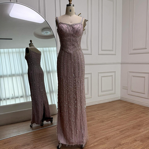 Sharon Said Vintage Straight Evening <strong>Dress</strong> Dubai Spaghetti Straps Blue Luxury <strong>for</strong> <strong>Women</strong> Arabic Long Pleat Special Occasion - Product Image 3