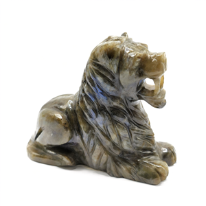 León de labradorita tallado a mano con intrincados detalles - cristal/reiki/chakra/curación - 3.5 pulgadas y 510 g (1.12 lb) talla de animal - Product Image 2