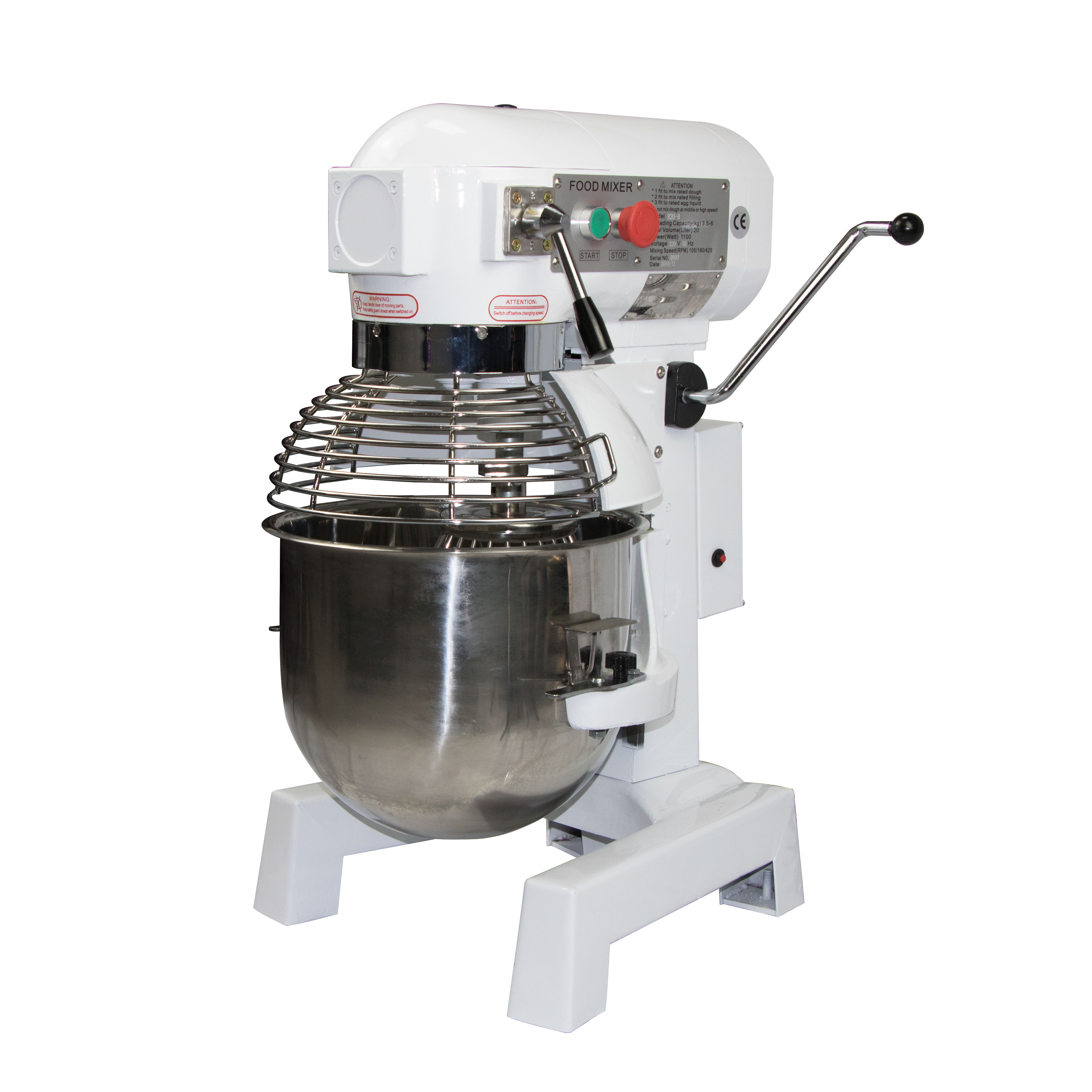 Белый 20 литров 3 скорости стоячий Планетарный Миксер для продуктов с тяговым стержнем