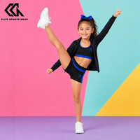 Ensemble d'entraînement de cheerleading haute élasticité en gros avec logo d'équipe personnalisé, soutien-gorge de sport, short et veste pour équipes de danse et de cheerleading