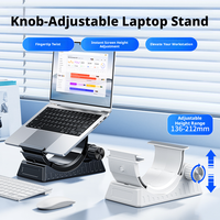 Support pour ordinateur portable avec levage par bouton, design ergonomique pour le bureau, réglable en hauteur de 136 à 212 mm pour un confort optimal de la colonne vertébrale