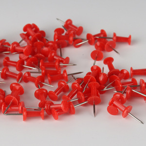 Red T-shaped <b>Nails</b> Plastic Thumbtacks For Notice Board And Photo <b>Wall</b> Display - Product Image 2