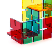 Personnalisé Enfants Apprentissage 24pcs Coloré Clair Acrylique Carré Flocon de Neige Construction Cubes Blocs Ensembles de Blocs Empilables