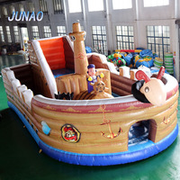 Château gonflable pour enfants, structure de jeu intérieure et extérieure, toboggan, trampoline, bateau pirate, matériau PVC, marque JUNAO, directement de l'usine