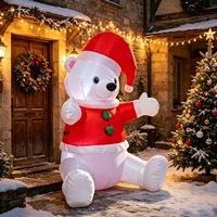 Décoration de Noël gonflable en forme d'ours polaire avec lumières LED, ornement de jardin festif pour les célébrations de fin d'année