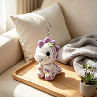 Porte-clés en peluche dinosaure personnalisé de haute qualité, mignon, en polyester, super doux, rembourrage en coton PP, doublure en maille, fonction anti-stress