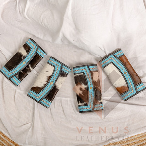 High Quality Women's Genuine Leather Purse Wallet Fashionable <b>Long</b> Design Clutch <b>Bag</b> with Open Closure and Decorative Feathers - Product Image 3