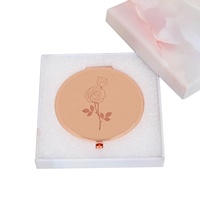 Cermin Lipat Kosmetik Logam Persegi Dua Sisi Warna Rose Gold Hitam Kustom Eksklusif Portabel dengan Ukiran Logo