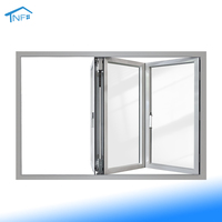 Fenêtre pliante en aluminium moderne NF-50 à ouverture horizontale, insonorisée et isolante thermiquement, avec moustiquaire rétractable, pour usage extérieur