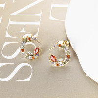 CM bijoux fantaisie femmes cadeau pendientes elegante couleur zircon 14k plaqué or symétrique oreilles de lapin lune boucles d'oreilles