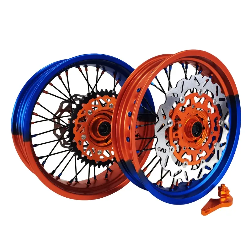 Fast Shipping 7 Series Bi-color Supermoto Wheel 17*2.5/3.0/3.5/4.25/4.5/5.0 Wheels Set fit KTM YAMAHA KAWASAKI HONDA