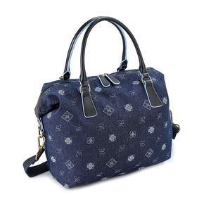 Sac à main en denim indigo rétro avec motif brodé et bretelles convertibles - Product Image 3