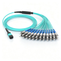 Kabel Jumper Serat Optik MPO-FC, Kabel Patch Multimode OM3 8/12/16/24 Core Fan Out 40/100/200G untuk Pusat Data