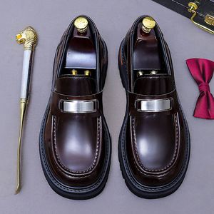 ASTON M.JAZZ 2025 Cowhide Boots Spring Summer Office Career Men's Leather Thick Soled Lace-Up High Top <b>Pointed</b> Toe Party Shoes - Product Image 4