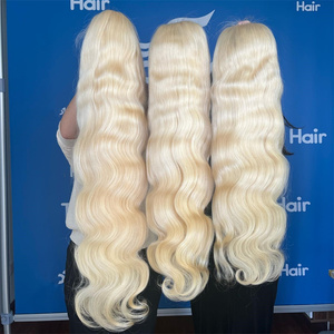 Perruques de cheveux humains brésiliennes ondulées 100 % naturelles vietnamiennes blondes couleur 613 de 30 pouces, avec dentelle frontale HD, double épaisseur, fournisseur - Product Image 4