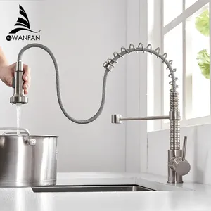 Gurme su dokunun siyah mutfak muslukları su mikser musluk mutfak lavabo musluğu pirinç aşağı çekin püskürtücü bahar lavabo musluğu