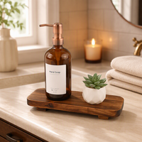 Support de rangement décoratif en bois naturel pour savon liquide et accessoires de salle de bain, pour évier ou comptoir