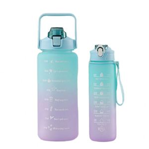 Nouvel ensemble de bouteilles d'eau de sport personnalisées avec logo pour hommes et femmes, en plastique, avec marqueur de temps, pour la motivation et la remise en forme - Product Image 4