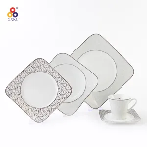 GXKC королевская посуда квадратные белые фарфоровые креативные тарелки керамические обеденные тарелки наборы столовых приборов для ресторана
