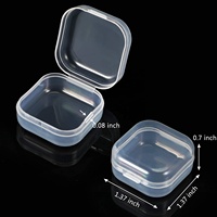 Boîtes de rangement carrées vides en plastique PP transparent pour accessoires, bijoux, emballage de bouchons d'oreilles, conteneur personnalisé recyclable 35x35x18mm