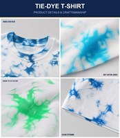 T-shirt Homme Oversize Lavé Imprimé Tie-Dye Style Grunge 100% Coton Vente en Gros Expédition Rapide Direct Usine Entrepôt USA