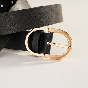 Cinturón de Moda Casual para <span class=keywords><strong>Mujer</strong></span>, Hebilla Ovalada de Aleación, Diseño Cuadrado, 2.9cm de Ancho, 105cm de Largo, Cinturón de Cuero PU - Product Image 6