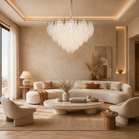 Lustre en verre à plumes dorées de luxe français GRSD, dimmable, taille moyenne, pour villas, salons, chambres, halls d'hôtel, restaurants