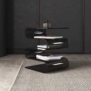 <span class=keywords><strong>Mesa</strong></span> de Centro Curva en Forma de S para Sala de Estar, Consola Acrílica con Múltiples Estantes para Optimizar el Espacio en Lofts - Product Image 4