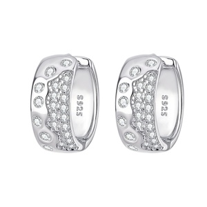 Manufacturer Supplier Fashion Jewelry Gold Plated Copper Micro Pave 1.5MM Zircon Trendy <b>Huggie</b> Hoop Earrings for Women - Product Image 1
